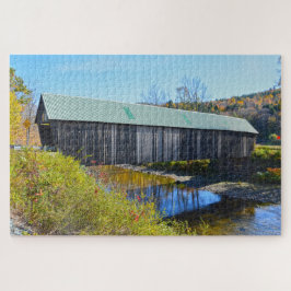 Quebra-cabeça Lincoln Covered Bridge, Outono, Woodstock, Vermont