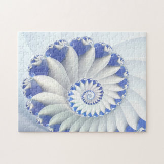 Quebra-cabeça Linda Arte Fractal de Shell Azul e Branco