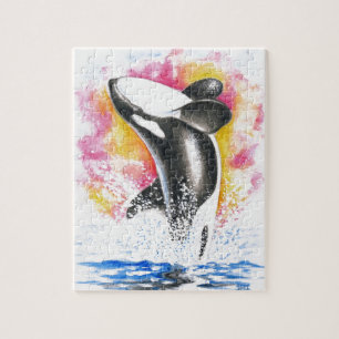 Quebra-cabeça Linda baleia de orca quebrando