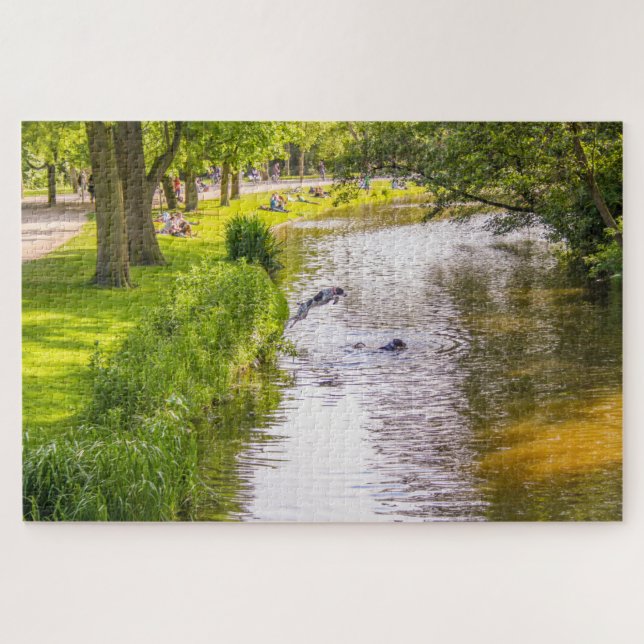 Quebra-cabeça Linda cena dinâmica do parque, Amsterdã (Horizontal)