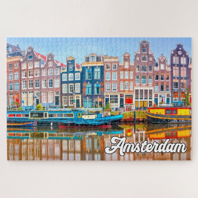 Quebra-cabeça Linda Cidade De Amsterdã, Holanda (Horizontal)