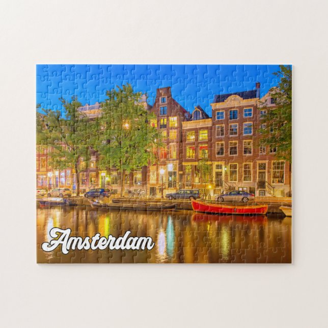 Quebra-cabeça Linda Cidade De Amsterdã, Holanda (Horizontal)