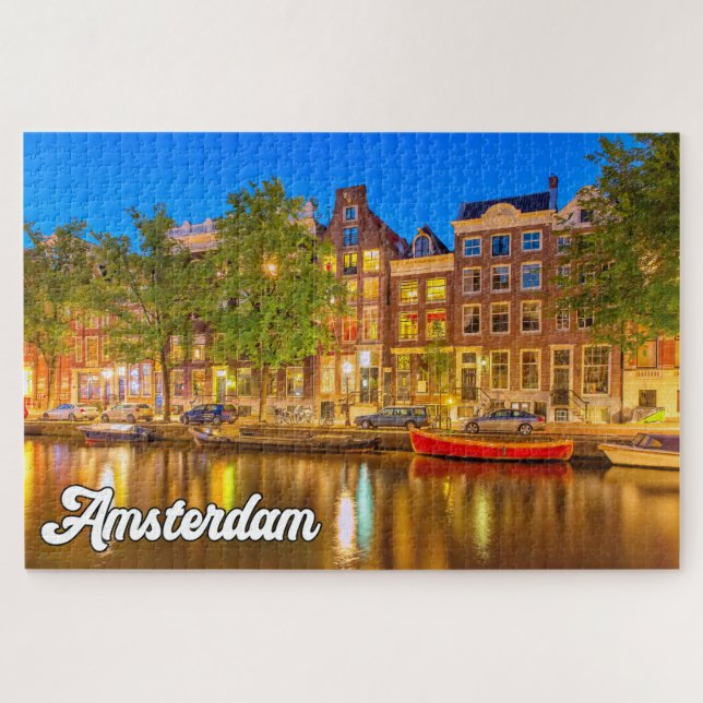 Quebra-cabeça Linda Cidade De Amsterdã, Holanda (Horizontal)