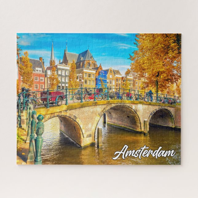 Quebra-cabeça Linda Cidade De Amsterdã, Holanda (Horizontal)