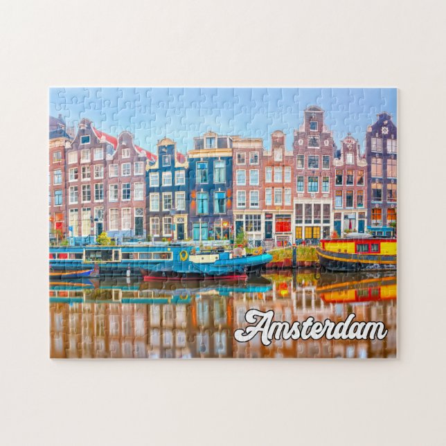 Quebra-cabeça Linda Cidade De Amsterdã, Holanda (Horizontal)