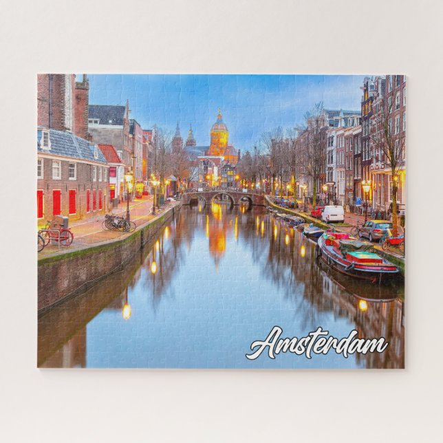 Quebra-cabeça Linda Cidade Icônica De Amsterdã, Holanda (Horizontal)