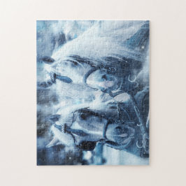 Quebra-cabeça Linda Equipe de Cavalo Foto de Inverno