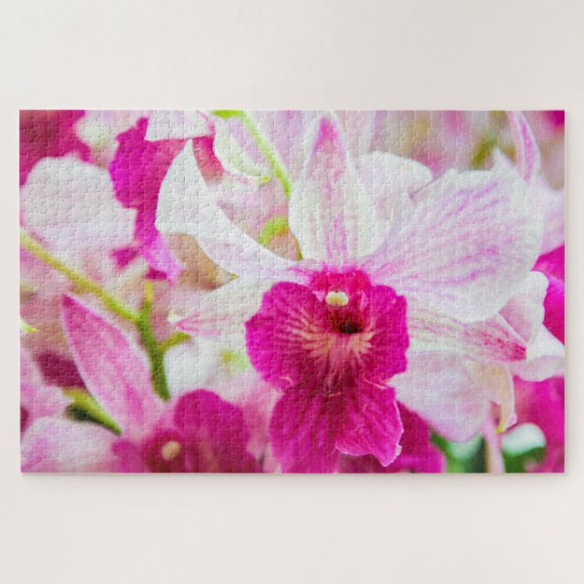 Quebra-cabeça Linda flor branca e fuchsia (Horizontal)