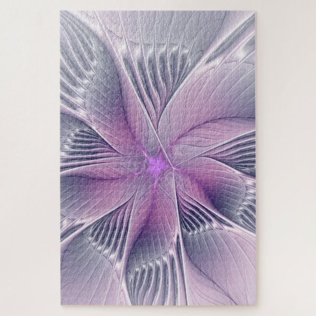 Quebra-cabeça Linda Flor Rosa Arte Fractal Abstrato Moderno (Vertical)