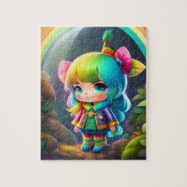 Quebra-cabeça Linda Menina Elfa Pequena Fofa Colorida