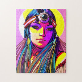 Quebra-cabeça Linda Mulher Nativa Americana.