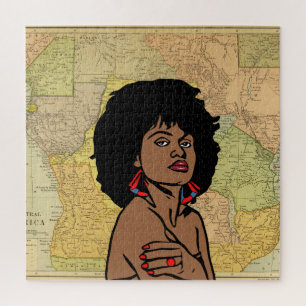Quebra-cabeça Linda mulher negra africana Mapear arte 