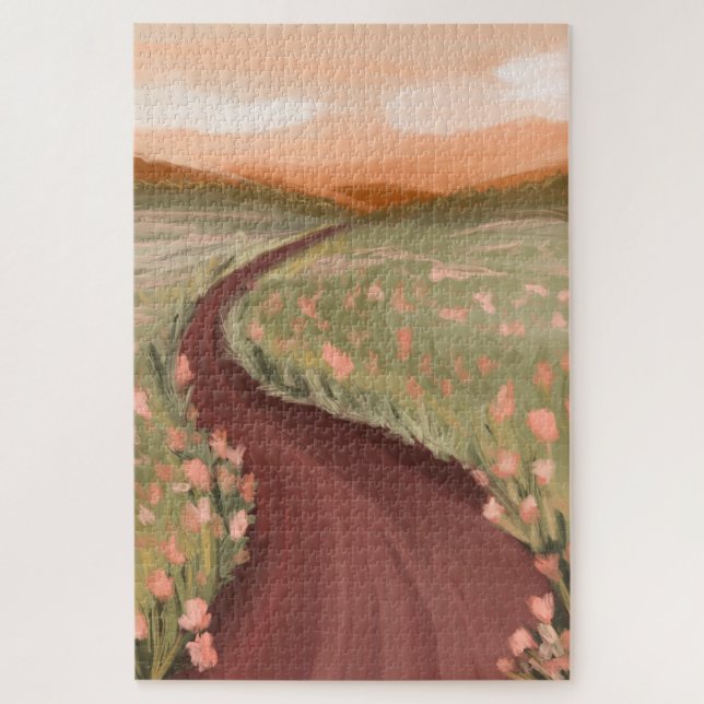 Quebra-cabeça Linda pintura a óleo Caminho de Prados Floral (Vertical)