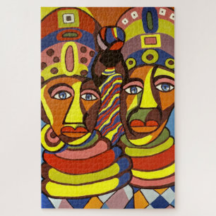 Quebra-cabeça Linda pintura colorida de duas mulheres africanas.