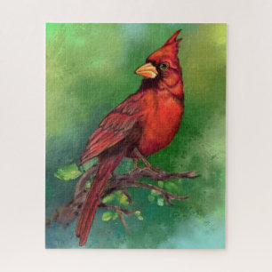 Quebra-cabeça Linda pintura de pássaro vermelho-Norte