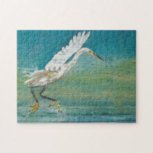 Quebra-cabeça Linda pintura de pássaros da orla costeira Egret