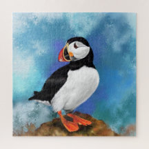 Linda pintura de pássaros do Atlântico Puffin Arte