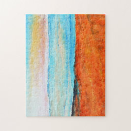 Quebra-cabeça Linda pintura de praia Abstrato Orange Blue