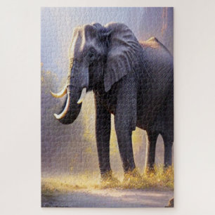 Quebra-cabeça Linda pintura de um elefante em sua natureza