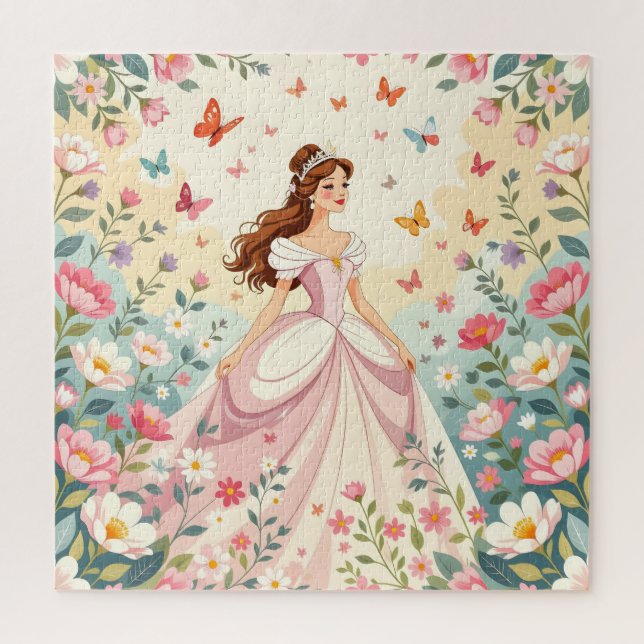 Quebra-cabeça Linda princesa com borboletas (Vertical)