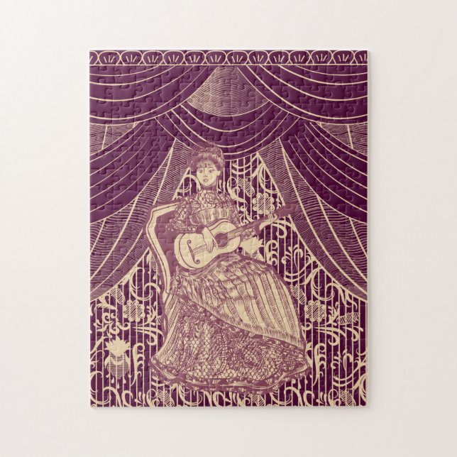 Quebra-cabeça Linda senhora com violão (Vertical)