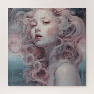 Quebra-cabeça Linda Sereia de Cabelo Rosa