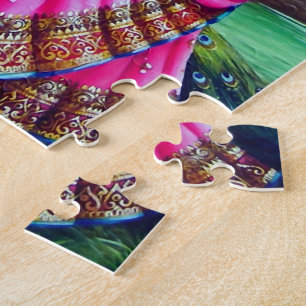 Quebra-cabeça Linda Vintage Floral Krishna Radha