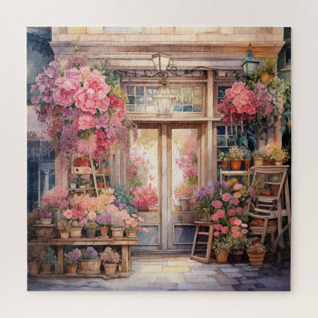 Quebra-cabeça Linda Watercolor Floral Storefront (Vertical)