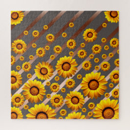 Quebra-cabeça Lindas flores amarelas nas cinzas, listras castanh