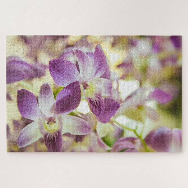 Quebra-cabeça Lindas flores brancas e roxas (Horizontal)