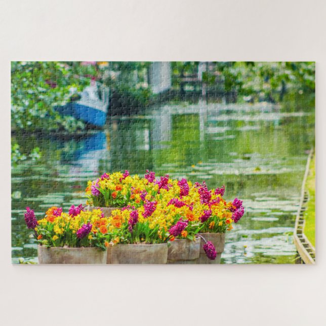 Quebra-cabeça Lindas flores com água, Países Baixos (Horizontal)