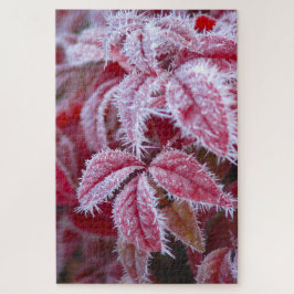 Quebra-cabeça Lindas folhas vermelhas com gelo picante.