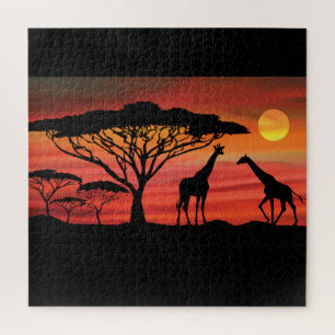 Quebra-cabeça Lindas Girafas num Sol Serengeti