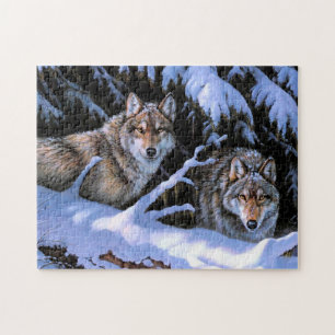 Quebra-cabeça Lindas pinturas de dois lobos