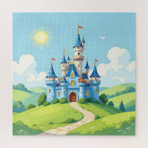Quebra-cabeça Lindo castelo azul e branco