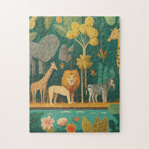 Quebra-cabeça Lindos animais selvagens modernos aquarela pouco v