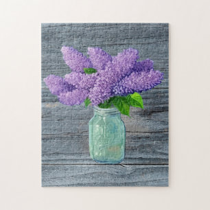Quebra-cabeça Lindos Lilases Em Rustic Mason Jar