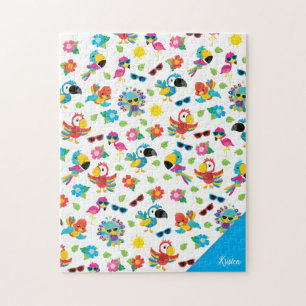 Quebra-cabeça Lindos Pássaros Tropicais Padrão de Paraíso Colori