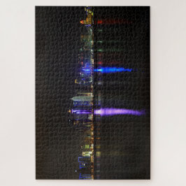 Quebra-cabeça Linha do horizonte de Doha iluminada, Qatar à noit