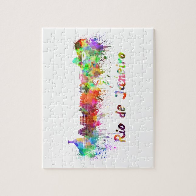 Quebra-cabeça Linha do horizonte Rio de Janeiro em aquarela (Vertical)