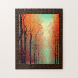 Quebra-cabeça Linha foliar de queda entre folhas de laranja ouro