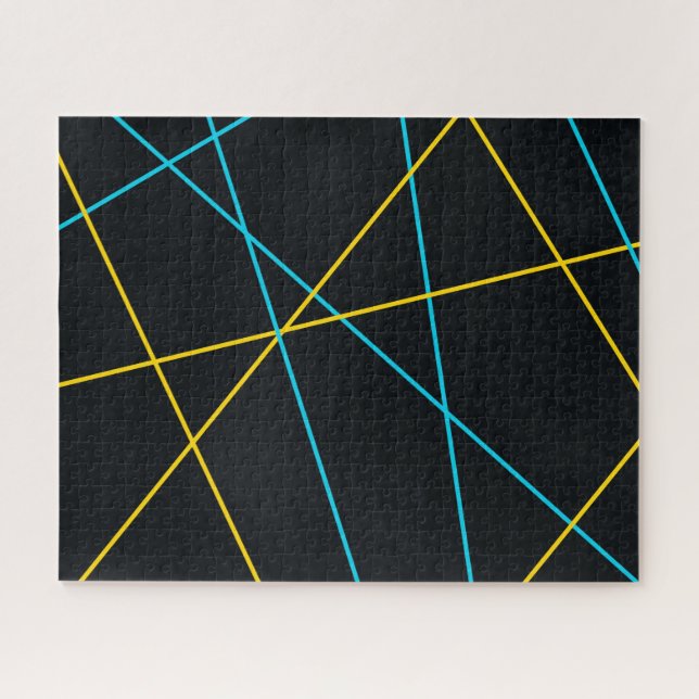 Quebra-cabeça Linhas amarelas, azuis, legal, de tendências, urba (Horizontal)