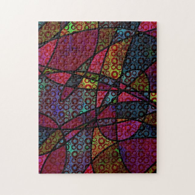 Quebra-cabeça Linhas Negras Negrito e Texturas Abstrato multicol (Vertical)