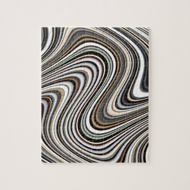 Quebra-cabeça Linhas onduladas - Castanho/Areia/bege/Turquesa/Az (Vertical)