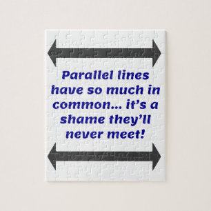 Quebra-cabeça Linhas paralelas têm tanto em comum, Piada engraça