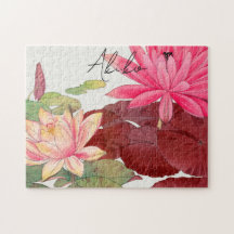 Link Lotus Flower Japonês Vintage Fine Art Name