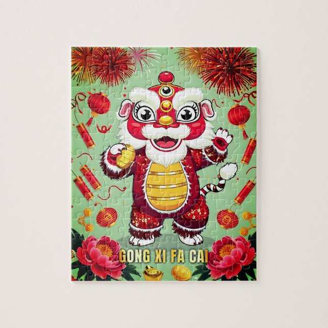 Quebra-cabeça Lion Dance Activity Jigsaw Puzzle for Kids (Vertical)