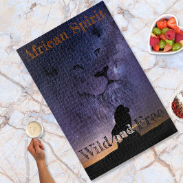 Quebra-cabeça Lion Spirit and Free Silhouette Setting Sun