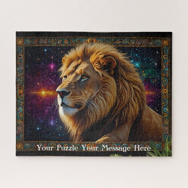 Quebra-cabeça Lion tapestry fantasy painting mosaic diamond (Horizontal)