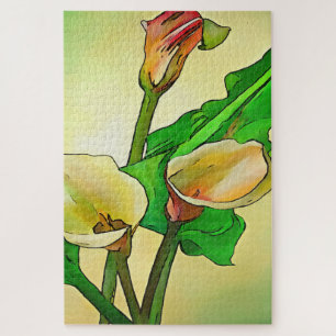 Quebra-cabeça Lírios Calla Contra Ombro Verde